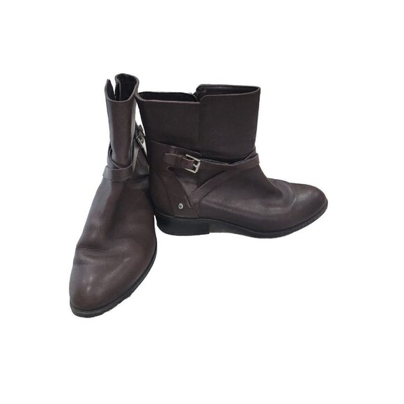 Ralph Lauren Marisol Womens Brown Leather Ankle Zip Boots Booties 7B - Picture 1 of 9